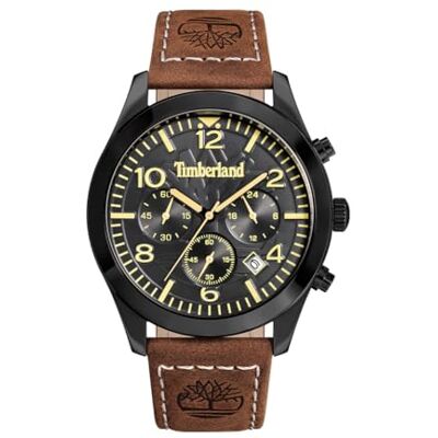 Timberland Killington Peak mostrador preto pulseira de couro castanho relógio cronógrafo para homens, 43 mm Timberland Killington Peak mostrador preto pulseira de couro castanho relógio cronógrafo para homens, 43 mm