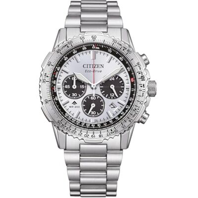 Citizen Eco-Drive Promaster Air Navihawk Relógio unissexo com cronógrafo solar com pulseira de aço inoxidável de 40 mm de diâmetro em diferentes variantes, Prata, Moderno Citizen Eco-Drive Promaster Air Navihawk Relógio unissexo com cronógrafo solar com pulseira de aço inoxidável de 40 mm de diâmetro em diferentes variantes, Prata, Moderno