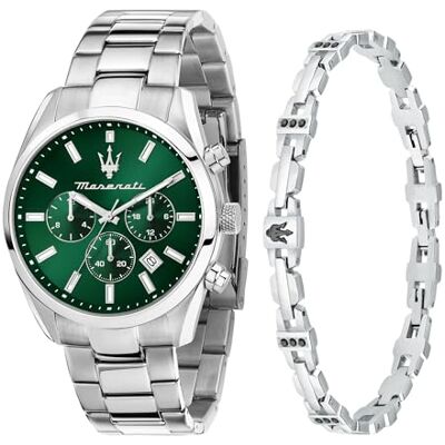 Maserati Reloj para Hombre, Analógico, Cuarzo, Multifunción, Brazalete de Acero, Colección Attrazione Maserati Reloj para Hombre, Analógico, Cuarzo, Multifunción, Brazalete de Acero, Colección Attrazione