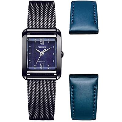 Citizen Relógio Analógico Eco-Drive para Mulheres com Pulseira de Aço Inoxidável, Preto, Tamanho único, Moderno Citizen Relógio Analógico Eco-Drive para Mulheres com Pulseira de Aço Inoxidável, Preto, Tamanho único, Moderno