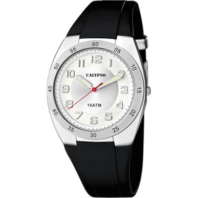 Calypso Relógio Masculino Analógico de Borracha Movimento de Quartzo Resistente à Água 10 ATM Relógios Masculinos K5753 Street Style, Branco, pulseira Calypso Relógio Masculino Analógico de Borracha Movimento de Quartzo Resistente à Água 10 ATM Relógios Masculinos K5753 Street Style, Branco, pulseira