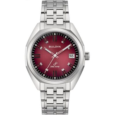 Bulova Sutton Jet Star 96B401 Men's Only Time Watch with Red Background Bulova Sutton Jet Star 96B401 Men's Only Time Watch with Red Background