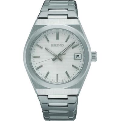 Seiko Relógio analógico para mulheres de quartzo com correia em aço inoxidável, Prateado e preto, Minimalista Seiko Relógio analógico para mulheres de quartzo com correia em aço inoxidável, Prateado e preto, Minimalista
