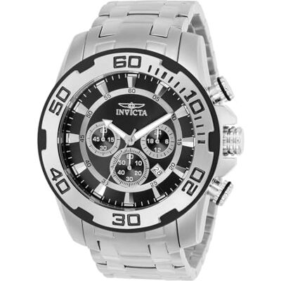 INVICTA Men's 50mm Pro Diver Quartz Chronograph Watch with Stainless Steel Strap, Silver, 26 (Model: 22317-I, ) INVICTA Men's 50mm Pro Diver Quartz Chronograph Watch with Stainless Steel Strap, Silver, 26 (Model: 22317-I, )