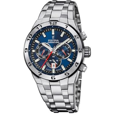 Festina Relógio masculino analógico de aço inoxidável 316l prateado F20670/1 Festina Relógio masculino analógico de aço inoxidável 316l prateado F20670/1