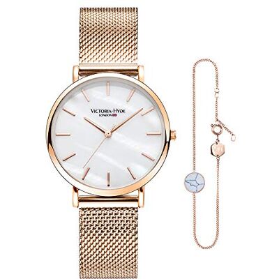 VICTORIA HYDE Mulher Pulseiras Relógio Conjunto Quartzo Analógico Relógio, Ouro rosê., pulseira VICTORIA HYDE Mulher Pulseiras Relógio Conjunto Quartzo Analógico Relógio, Ouro rosê., pulseira