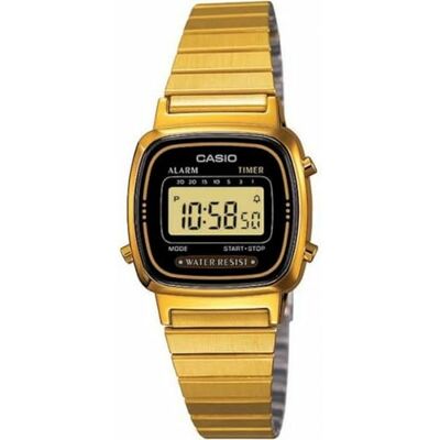 Casio Relógio digital de quartzo para mulher com correia de metal, cor dourada Casio Relógio digital de quartzo para mulher com correia de metal, cor dourada