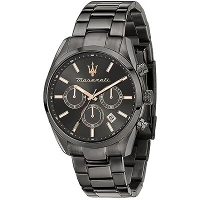 Maserati Attrazione Relógio homem, multifunções, de quartzo , Preto, pulseira Maserati Attrazione Relógio homem, multifunções, de quartzo , Preto, pulseira