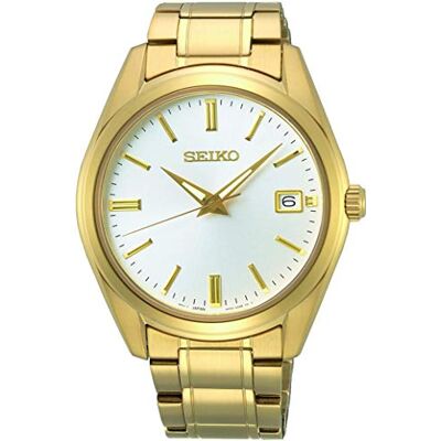 Seiko UK Limited EU Relógio masculino de quartzo analógico com bracelete em aço, Dourado, Tamanho único, pulseira Seiko UK Limited EU Relógio masculino de quartzo analógico com bracelete em aço, Dourado, Tamanho único, pulseira