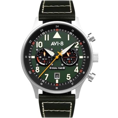 Avi-8 Reloj de Aviador Hawker Hurricane Carey para Hombre, 43,5 mm, de Cuarzo, con Correa de Cuero o Acero Inoxidable AV-4088 Avi-8 Reloj de Aviador Hawker Hurricane Carey para Hombre, 43,5 mm, de Cuarzo, con Correa de Cuero o Acero Inoxidable AV-4088