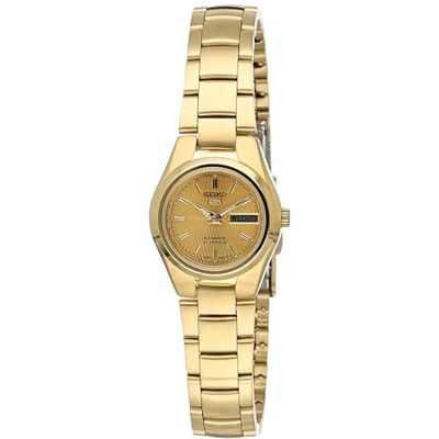 Seiko Relógio automático de aço inoxidável para mulher com pulseira de aço inoxidável, Dourado/dourado, S, pulseira Seiko Relógio automático de aço inoxidável para mulher com pulseira de aço inoxidável, Dourado/dourado, S, pulseira