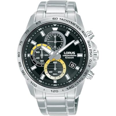 Lorus Relógio Masculino Sports Cronógrafo de Cor Preta. Tamanho da Caixa de 42,00 mm, Movimento de Quartzo, Resistência à Água de 10 ATM, em Aço Um Compromisso de Precisão e Estilo., PRATEADO Lorus Relógio Masculino Sports Cronógrafo de Cor Preta. Tamanho da Caixa de 42,00 mm, Movimento de Quartzo, Resistência à Água de 10 ATM, em Aço Um Compromisso de Precisão e Estilo., PRATEADO