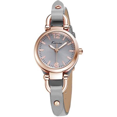 Alienwork Relógio mulher ouro rosa pulseira de couro cinzento retro elegante pequeno Alienwork Relógio mulher ouro rosa pulseira de couro cinzento retro elegante pequeno
