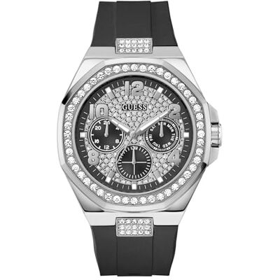GUESS Empire Reloj de Pulsera analógico para Hombre (Cuarzo, Acero Inoxidable, 46 mm, Correa de Silicona, 5 Bares), Color Negro GUESS Empire Reloj de Pulsera analógico para Hombre (Cuarzo, Acero Inoxidable, 46 mm, Correa de Silicona, 5 Bares), Color Negro