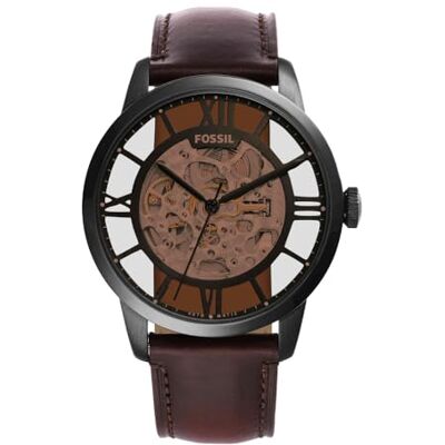 Fossil Relógio Townsman para Homem, Movimento Automático de Três Agulhas com Bracelete de Aço ou Pele, Castanho Moca, Correia Fossil Relógio Townsman para Homem, Movimento Automático de Três Agulhas com Bracelete de Aço ou Pele, Castanho Moca, Correia