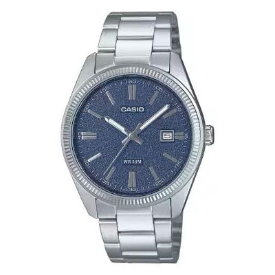 Casio Relógio analógico homem mostrador azul mate, aço inoxidável, data, vidro mineral, 50 M WR – Ref. Casio Relógio analógico homem mostrador azul mate, aço inoxidável, data, vidro mineral, 50 M WR – Ref.