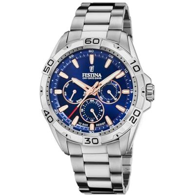 Festina Relógio masculino analógico de aço inoxidável 316 l prateado Festina Relógio masculino analógico de aço inoxidável 316 l prateado