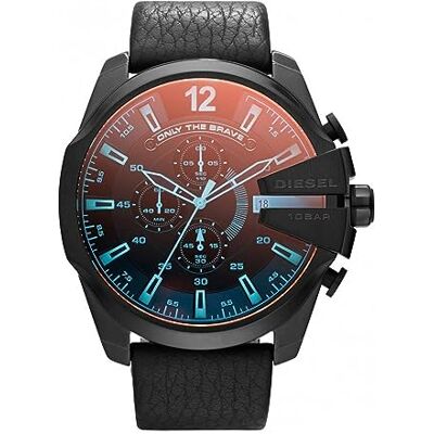 Diesel Relógio para homem Mega Chief, movimento cronógrafo de quartzo, caixa de aço inoxidável prateado de 59 mm com bracelete de aço inoxidável, DZ4308, 51 mm, pulseira Diesel Relógio para homem Mega Chief, movimento cronógrafo de quartzo, caixa de aço inoxidável prateado de 59 mm com bracelete de aço inoxidável, DZ4308, 51 mm, pulseira
