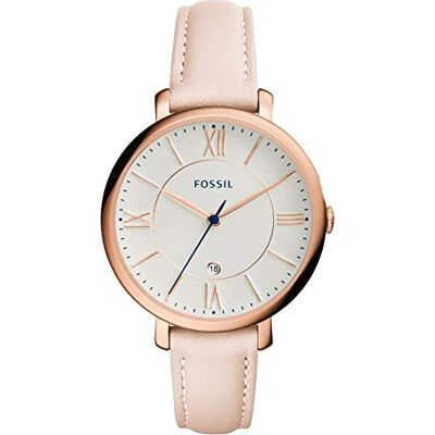 Fossil Relógio Jacqueline para Mulher, Movimento de Quartzo de Três Ponteiros com Pulseira de Couro, Correia Fossil Relógio Jacqueline para Mulher, Movimento de Quartzo de Três Ponteiros com Pulseira de Couro, Correia