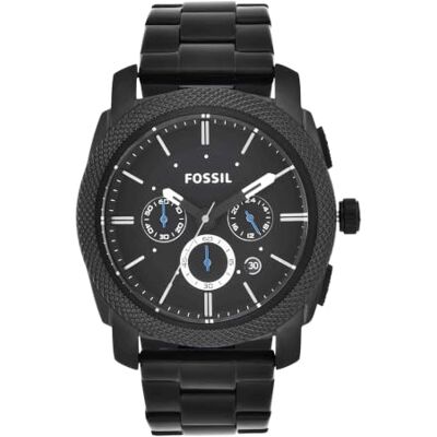 Fossil Relógio Machine para Homem, Movimento cronógrafo de Quartzo 45mm com Bracelete de Aço ou Pele, Multicolor, 45 mm, pulseira Fossil Relógio Machine para Homem, Movimento cronógrafo de Quartzo 45mm com Bracelete de Aço ou Pele, Multicolor, 45 mm, pulseira