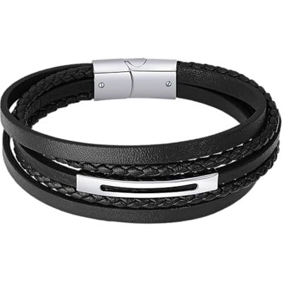 Lotus Pulseira homem couro bracelete de design sofisticado, Resistente e confortável, pulseiras para homem, preto 213,00 mm , presente de aniversário, dia do pai Lotus Pulseira homem couro bracelete de design sofisticado, Resistente e confortável, pulseiras para homem, preto 213,00 mm , presente de aniversário, dia do pai