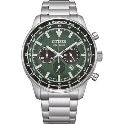 Citizen Reloj cronógrafo Eco-Drive para Hombre con Correa de Acero Inoxidable , Verde, Pulsera Citizen Reloj cronógrafo Eco-Drive para Hombre con Correa de Acero Inoxidable , Verde, Pulsera