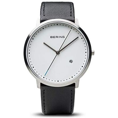 BERING Unisex Analógico Quartzo Relógio de pulso de coleção com Pulseira de couro de bezerro e Cristal de safira, Preto BERING Unisex Analógico Quartzo Relógio de pulso de coleção com Pulseira de couro de bezerro e Cristal de safira, Preto