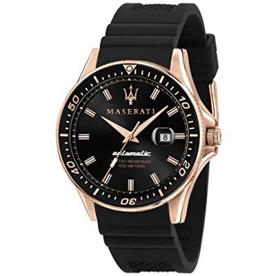 Maserati Relógio para homem, coleção Sfida, em aço inoxidável, silicone, com correia de silicone , Preto, Trelas. Maserati Relógio para homem, coleção Sfida, em aço inoxidável, silicone, com correia de silicone , Preto, Trelas.