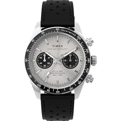 Timex Waterbury Heritage Relógio cronógrafo com correia de couro de 39 mm Timex Waterbury Heritage Relógio cronógrafo com correia de couro de 39 mm