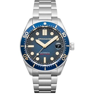 Spinnaker Relógio automático Croft SP-5100 de 40 mm para homem de tamanho médio com couro ou aço inoxidável Srap, verde, pulseira Spinnaker Relógio automático Croft SP-5100 de 40 mm para homem de tamanho médio com couro ou aço inoxidável Srap, verde, pulseira