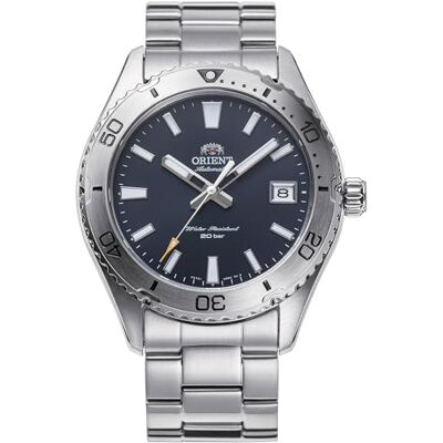 Orient Sports Diver Mao RA-AC0Q Relógio de pulso mecânico automático e manual em aço ou pele desportiva, 40 mm, aço azul-marinho, minimalista Orient Sports Diver Mao RA-AC0Q Relógio de pulso mecânico automático e manual em aço ou pele desportiva, 40 mm, aço azul-marinho, minimalista