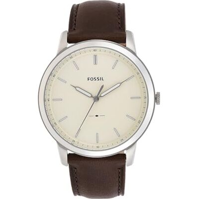 Fossil Relógio Minimalista para Homem, Movimento de Quartzo com Bracelete de Aço ou Pele, 44 mm, Correia Fossil Relógio Minimalista para Homem, Movimento de Quartzo com Bracelete de Aço ou Pele, 44 mm, Correia