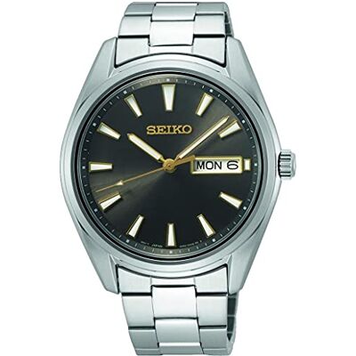 Seiko Relógio analógico para homem de quartzo japonês com correia em aço inoxidável Seiko Relógio analógico para homem de quartzo japonês com correia em aço inoxidável