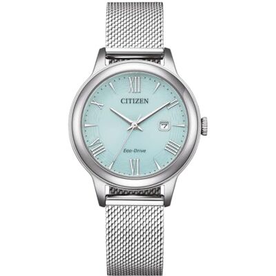 Citizen Eco-Drive Relógio solar para mulher com correia de malha de aço inoxidável e data em diferentes variantes, Prata, pulseira Citizen Eco-Drive Relógio solar para mulher com correia de malha de aço inoxidável e data em diferentes variantes, Prata, pulseira
