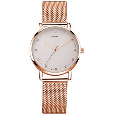 Alienwork SK Relógio minimalista mulher ultra-fino com pulseira de malha, pulseira Alienwork SK Relógio minimalista mulher ultra-fino com pulseira de malha, pulseira