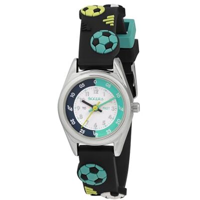 Tikkers Kids Time Teacher relógio analógico com correia de silicone 3D futebol azul-marinho Tikkers Kids Time Teacher relógio analógico com correia de silicone 3D futebol azul-marinho
