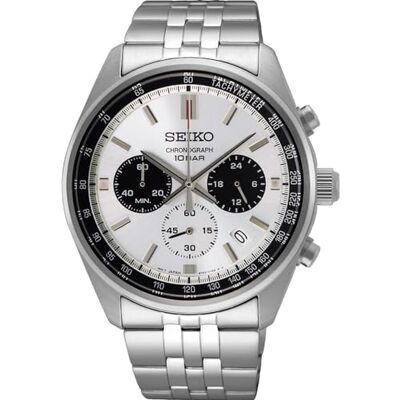 Seiko Relógio analógico para homem de quartzo com bracelete em aço inoxidável, Branco, Moderno Seiko Relógio analógico para homem de quartzo com bracelete em aço inoxidável, Branco, Moderno