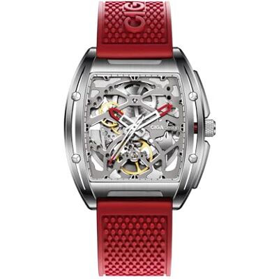 CIGA Design Relógio automático para homem Z Series relógios mecânicos de pulso tipo esqueleto e estilo Tonneau, cristal de safira, correia de couro e silicone CIGA Design Relógio automático para homem Z Series relógios mecânicos de pulso tipo esqueleto e estilo Tonneau, cristal de safira, correia de couro e silicone