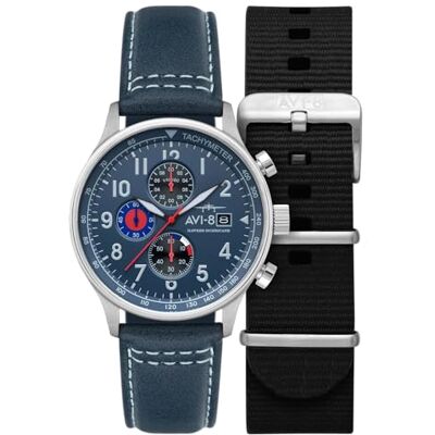 AVI-8 Hawker Hurricane Relógio cronógrafo clássico com bracelete de couro para homem 43,5 mm AV-4011, Clássico AVI-8 Hawker Hurricane Relógio cronógrafo clássico com bracelete de couro para homem 43,5 mm AV-4011, Clássico