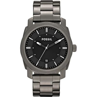 Fossil Relógio Machine para Homem, Movimento Data Quartzo Três Ponteiros com Bracelete de Pele ou Aço, Cinzento escuro, pulseira Fossil Relógio Machine para Homem, Movimento Data Quartzo Três Ponteiros com Bracelete de Pele ou Aço, Cinzento escuro, pulseira