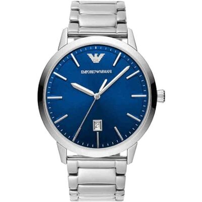 Giorgio Armani Relógios para homem, movimento de quartzo de três agulhas com data e caixa de 43 mm com correia de aço inoxidável Giorgio Armani Relógios para homem, movimento de quartzo de três agulhas com data e caixa de 43 mm com correia de aço inoxidável
