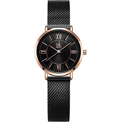 Alienwork SK Relógio minimalista mulher ultra-fino com pulseira de malha, pulseira Alienwork SK Relógio minimalista mulher ultra-fino com pulseira de malha, pulseira