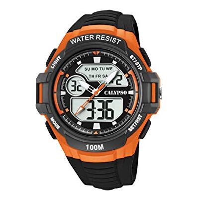 CALYPSO Reloj Digital Hombre Analógico K5770 Cuarzo Resistente al Agua 10 ATM Fecha y Calendario, Cronógrafo, Doble Horario, Luz, Alarma, 12 y 24 Horas Correa de Caucho Flash Time CALYPSO Reloj Digital Hombre Analógico K5770 Cuarzo Resistente al Agua 10 ATM Fecha y Calendario, Cronógrafo, Doble Horario, Luz, Alarma, 12 y 24 Horas Correa de Caucho Flash Time