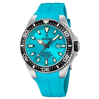 Festina Relógio masculino analógico de aço inoxidável e borracha azul Festina Relógio masculino analógico de aço inoxidável e borracha azul