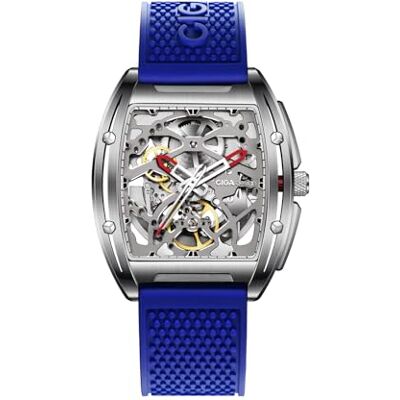 CIGA Design Relógio automático para homem Z Series relógios mecânicos de pulso tipo esqueleto e estilo Tonneau, cristal de safira, correia de couro e silicone CIGA Design Relógio automático para homem Z Series relógios mecânicos de pulso tipo esqueleto e estilo Tonneau, cristal de safira, correia de couro e silicone