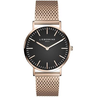 Liebeskind Berlin Liebeskind , relógio de mulher, Ip dourado rosa e preto, 34 mm Liebeskind Berlin Liebeskind , relógio de mulher, Ip dourado rosa e preto, 34 mm