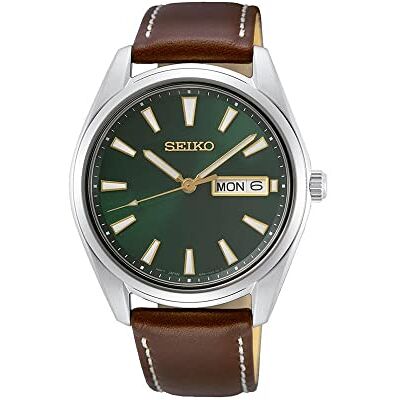 Seiko Relógio analógico para homem de quartzo japonês com bracelete em aço inoxidável, Clássico Seiko Relógio analógico para homem de quartzo japonês com bracelete em aço inoxidável, Clássico
