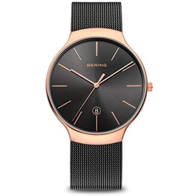 BERING 13338 Reloj de Cuarzo Unisex con Caja de Acero Inoxidable de 38 mm y Esfera con Efecto Rayos de Sol, Correa milanesa, Cristal de Zafiro y Resistencia al Agua de 3 ATM BERING 13338 Reloj de Cuarzo Unisex con Caja de Acero Inoxidable de 38 mm y Esfera con Efecto Rayos de Sol, Correa milanesa, Cristal de Zafiro y Resistencia al Agua de 3 ATM