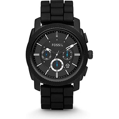 Fossil Relógio Machine para Homem, Movimento cronógrafo de Quartzo 45mm com Bracelete de Aço ou Pele, preto e cinzento escuro, 45 mm, Correia Fossil Relógio Machine para Homem, Movimento cronógrafo de Quartzo 45mm com Bracelete de Aço ou Pele, preto e cinzento escuro, 45 mm, Correia