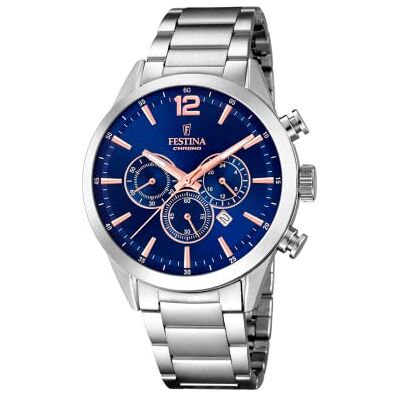 Festina Relógio homem Timeless Chronograph caixa de aço inoxidável 316 l prateado correia de aço inoxidável 316 l prateado Festina Relógio homem Timeless Chronograph caixa de aço inoxidável 316 l prateado correia de aço inoxidável 316 l prateado